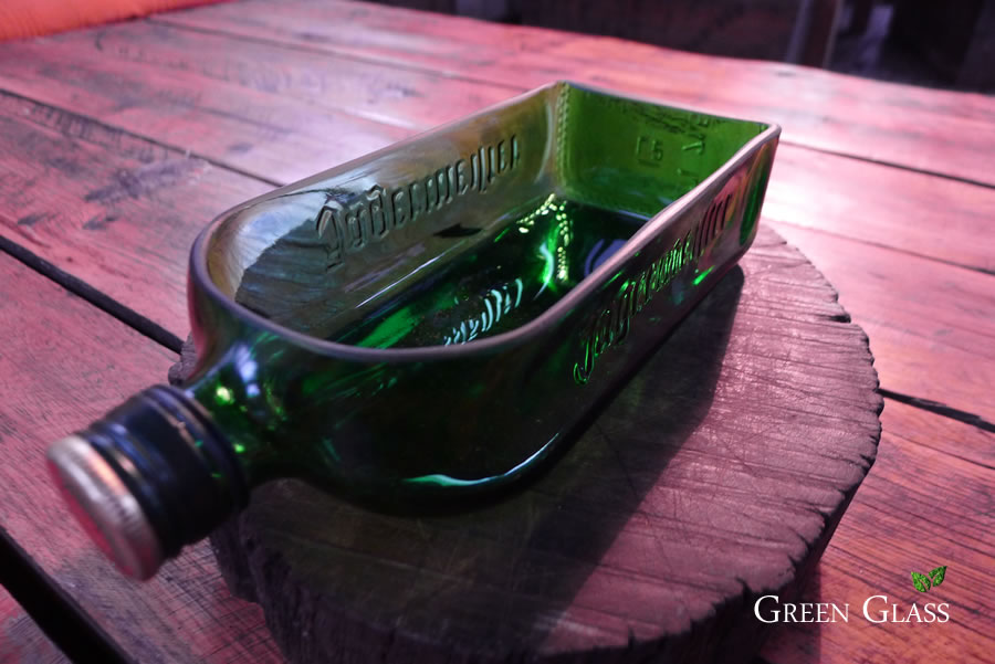  Longitudinally cut Jägermeister bottle