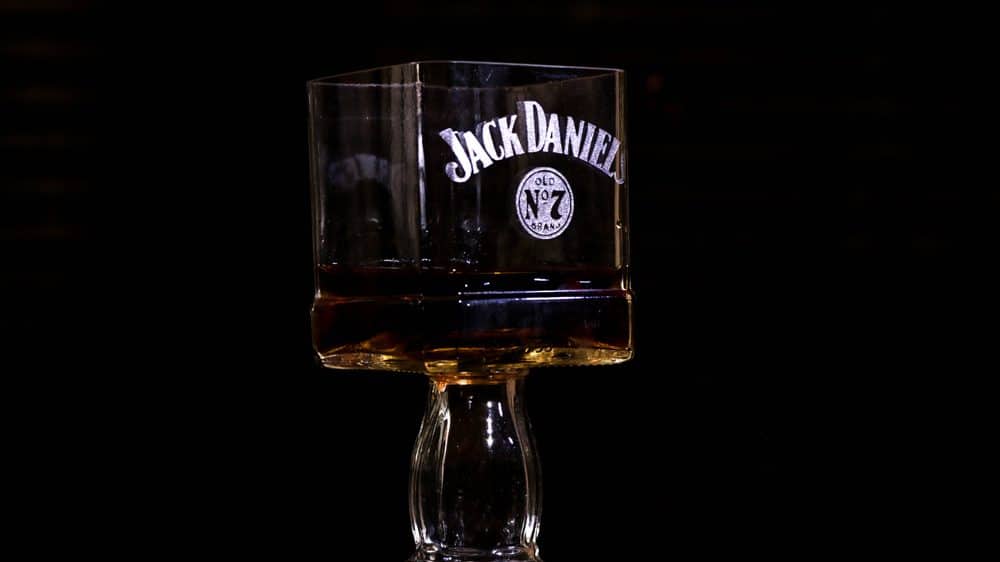 Handcrafted Glass Cup Made from a Jack Daniels Bottle