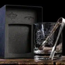 Handcrafted Chivas Regal 18-Year ice bucket with permanent engraved label and custom personalization by Eli Moreno