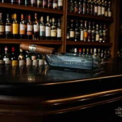 Handcrafted Johnnie Walker Blue Label cigar ashtray with personalized engraving by artists Lanchi and Eli Moreno