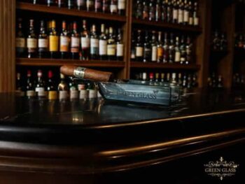 Handcrafted Johnnie Walker Blue Label cigar ashtray with personalized engraving by artists Lanchi and Eli Moreno