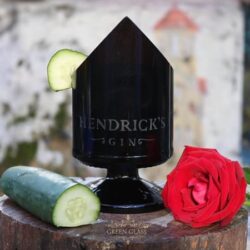 Handcrafted premium cocktail glass made from recycled Hendricks Gin bottle – sustainable and artistic glassware by Lanchi for Green Glass