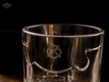 Handcrafted Chivas Regal Ultis whiskey glass used by Colin Scott, made by Green Glass artists