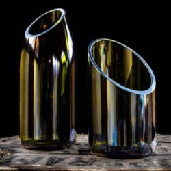 Cutting wine bottles at a 45-degree angle for decorative and sustainable home decor