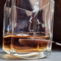 Modern spinning whiskey glasses handcrafted from luxury recycled bottles